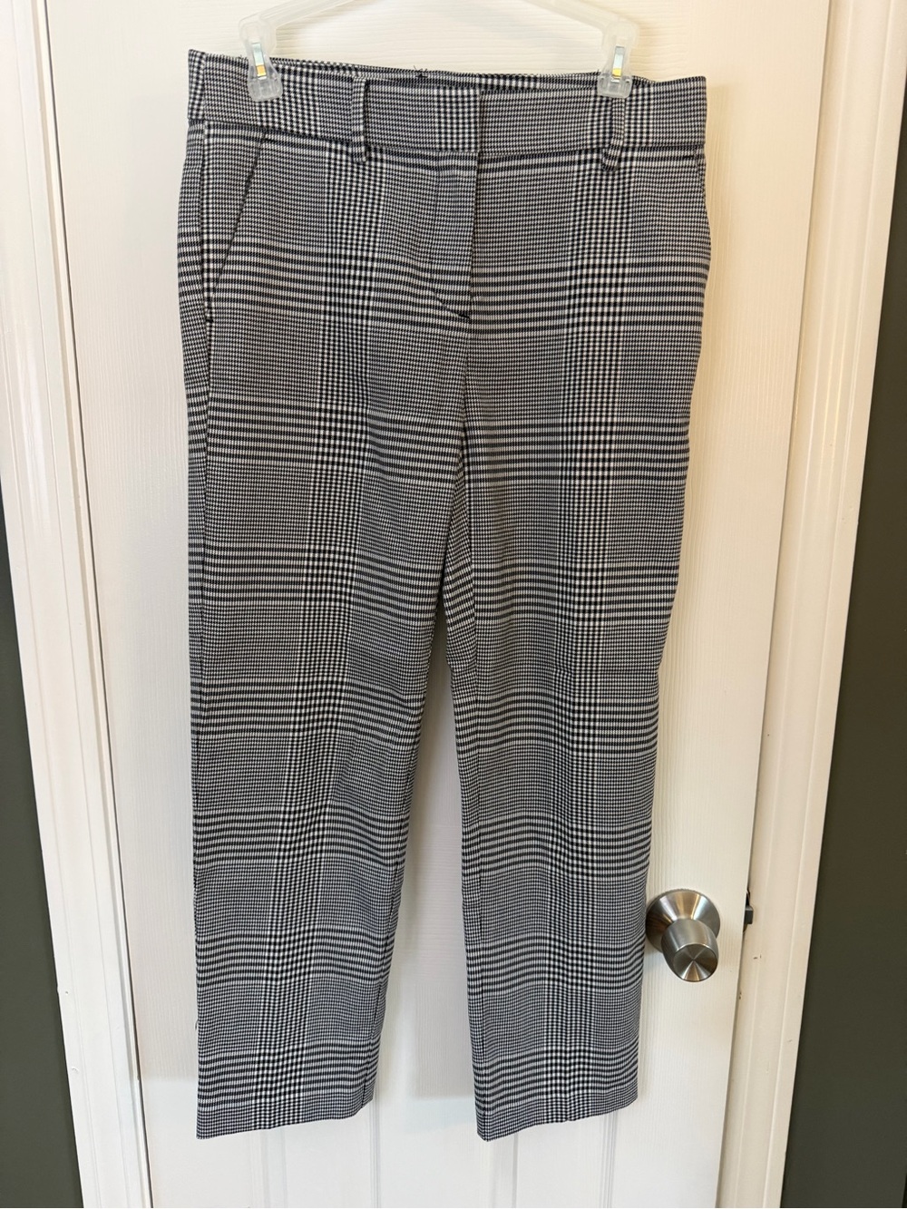 Loft Riviera Slim Crop Black & White Plaid Trousers (Size 0)